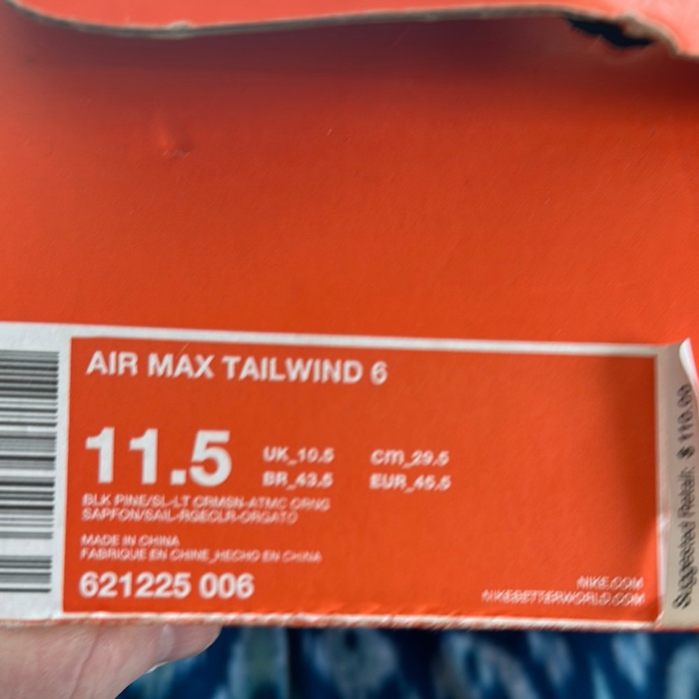 Nike Orange Athletic Shoes Air Max Tailwind 6